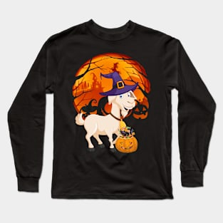 Goat pumpkin witch Long Sleeve T-Shirt